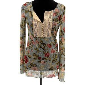 Denim &‎ Supply Ralph Lauren Floral Lace Top Womens M Sheer Coquette Cottagecore